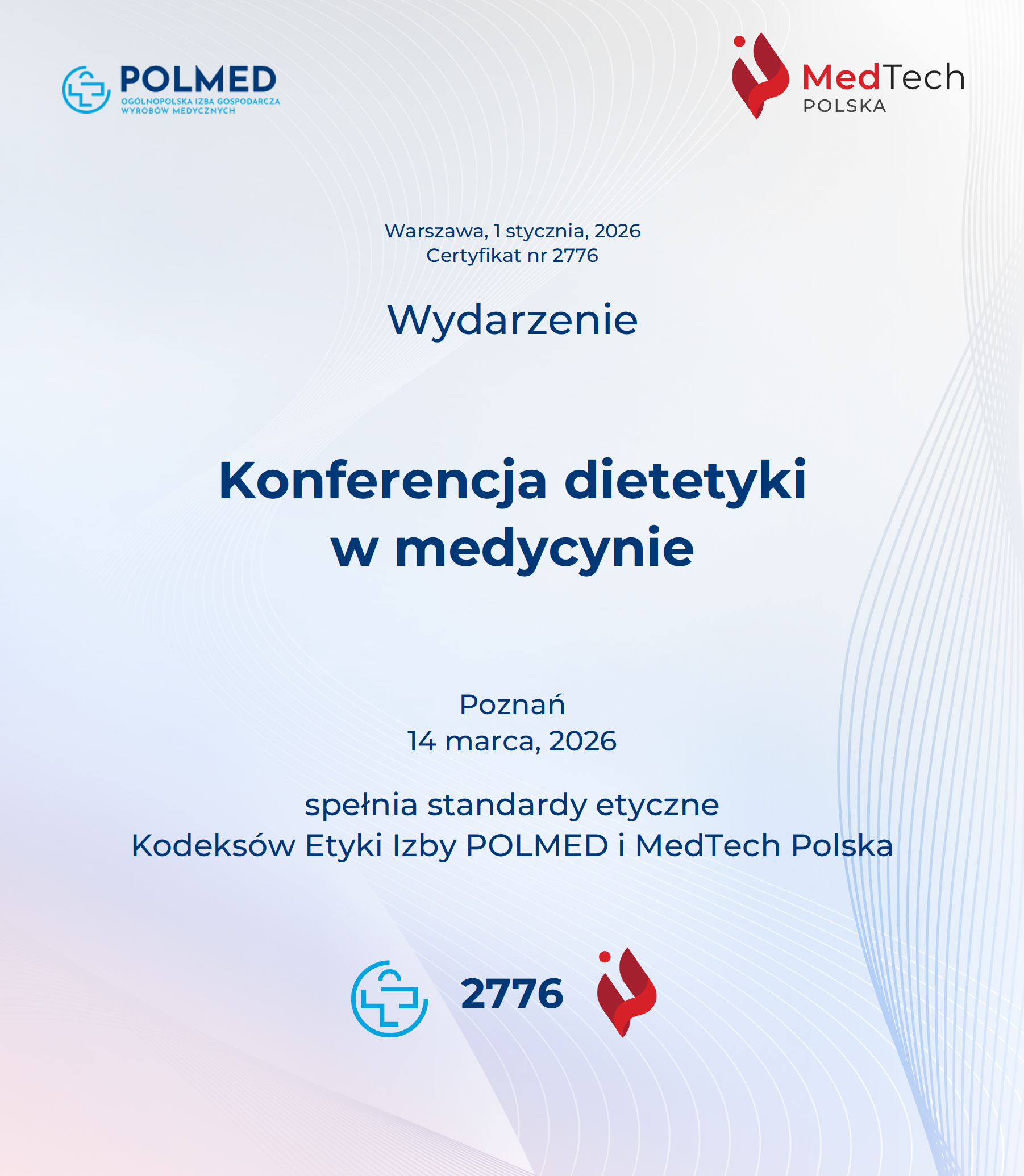 Certyfikat SOWE nr 2776